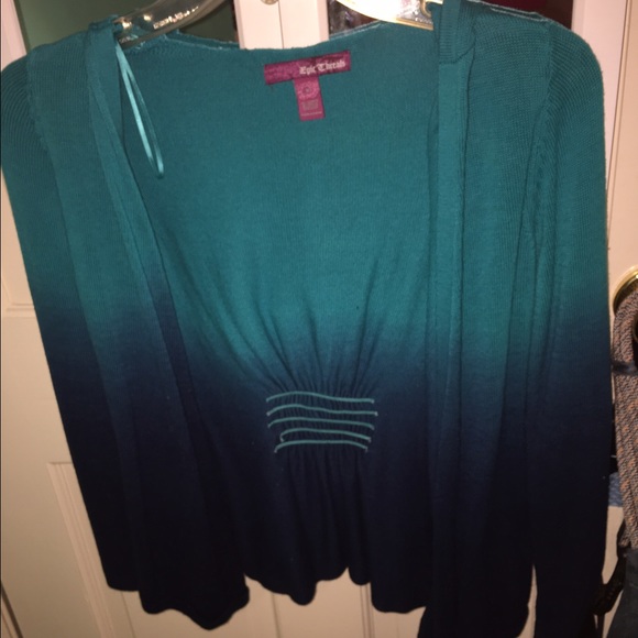 super stylish girl's ombré blue cardigan