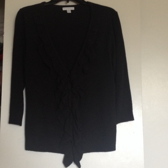NY&Co. Black Ruffle Cardigan