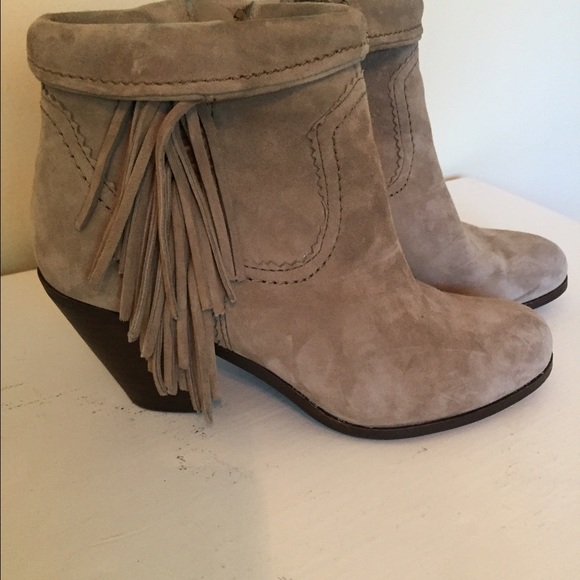 Sam Edelman tan, gray tassel booties size 8.5