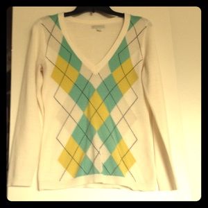 NY&Co. Argyle V-Neck Sweater