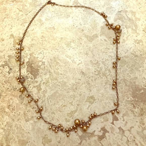 J.Crew Long Statement Necklace, Gold Pearl