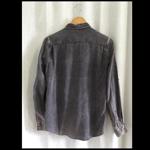 Calvin Klein Jeans Distressed Gray Button Down - Picture 2 of 3