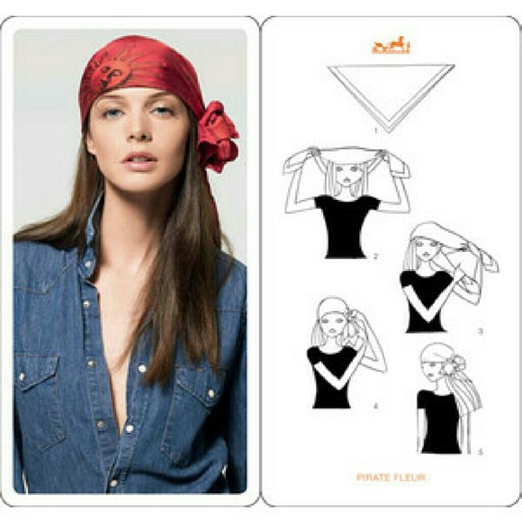 Hermes red silk scarf - Picture 4 of 4