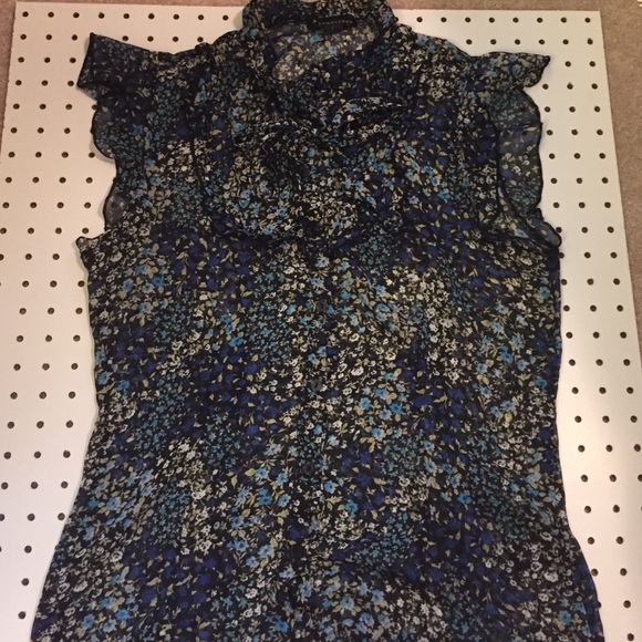 Forever 21 Sheer Blue Floral Sleeveless Top