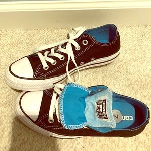 Converse split tongue black low tops