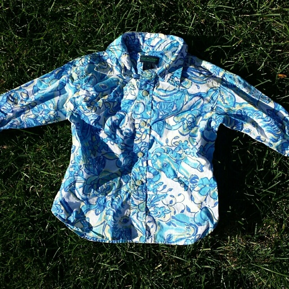 Lilly Pulitzer toddler boys 3T blue dress shirt
