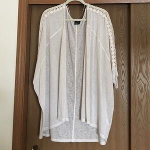 Crochet trim dolman sleeve cardigan