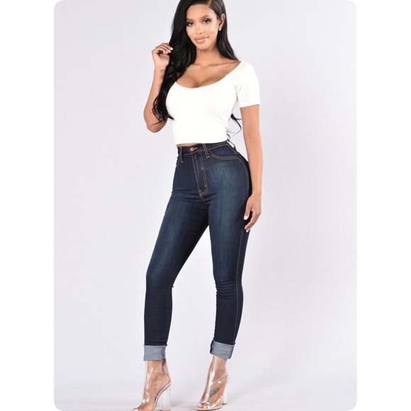 High waist dark skinny jeans