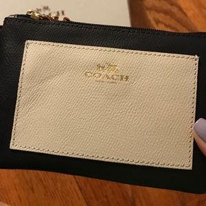 Navy and cream coach wristlet