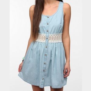 SALE Chambray Dress with all around Crochet Waist