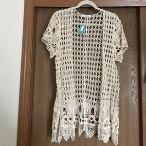 Crochet open front cardigan