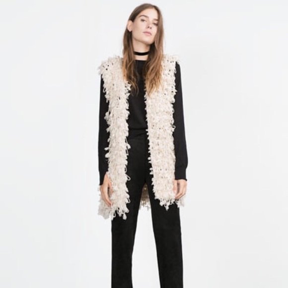 Zara Sweaters - ZARA Woman Ivory Fluffy Vest
