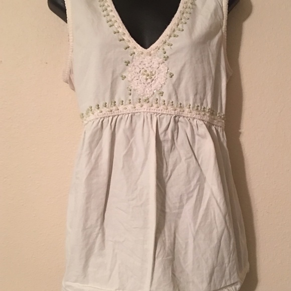 Maternity white blouse with beaded besign