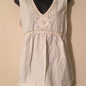 Maternity white blouse with beaded besign