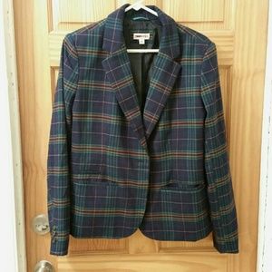 Navy Blue Plaid Blazer