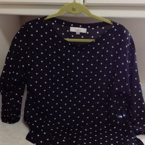 Loft Black/White Polka Dot Cotton/Silk Tunic