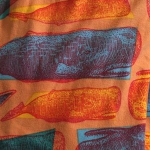 T/C Lularoe orange & blue whale leggings
