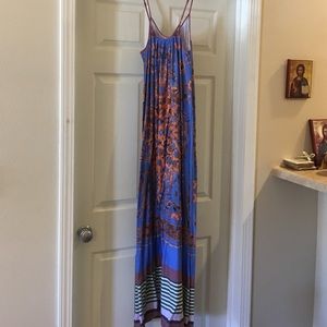 Anthropologie floral and striped maxi dress