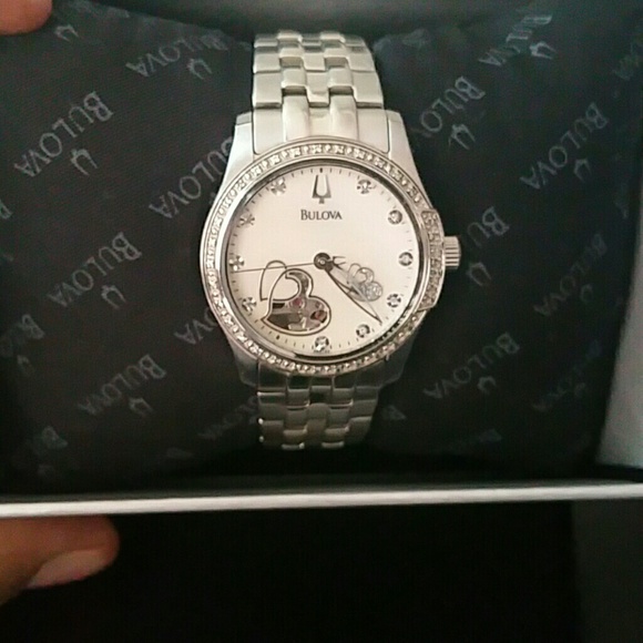 Bulova Heart Window Diamond Encrusted Watch! main image 4