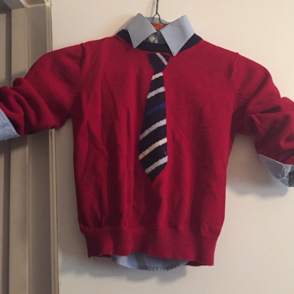 Toddler v neck sweater w/button down shirt