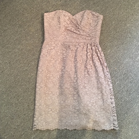 Tan lace bridesmaid dress