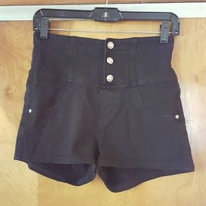 Black High Waisted Stretch Shorts
