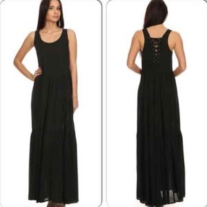 NWT Black Maxi Dress W/ Lace Up Back