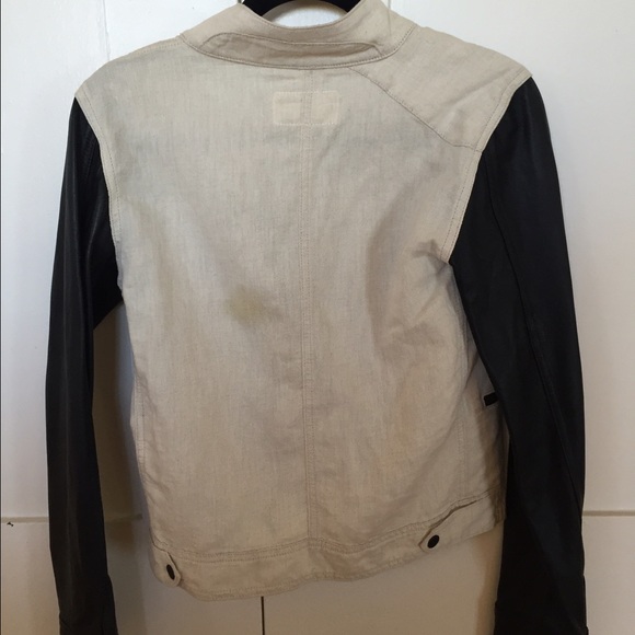 Rag & Bone cream jacket w leather arms - Picture 6 of 6