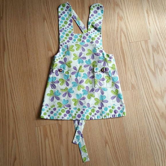 Girls Apron Double Layered Reversible 4 5 6 Size