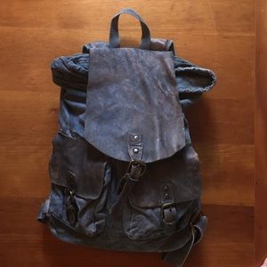 Bedstu washed canvas and leather backpack.