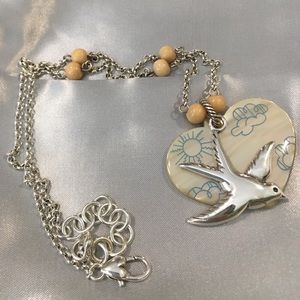 Brighton flying bird and heart necklace