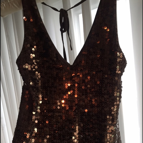 Bronze color sequin halter top matching Jacket