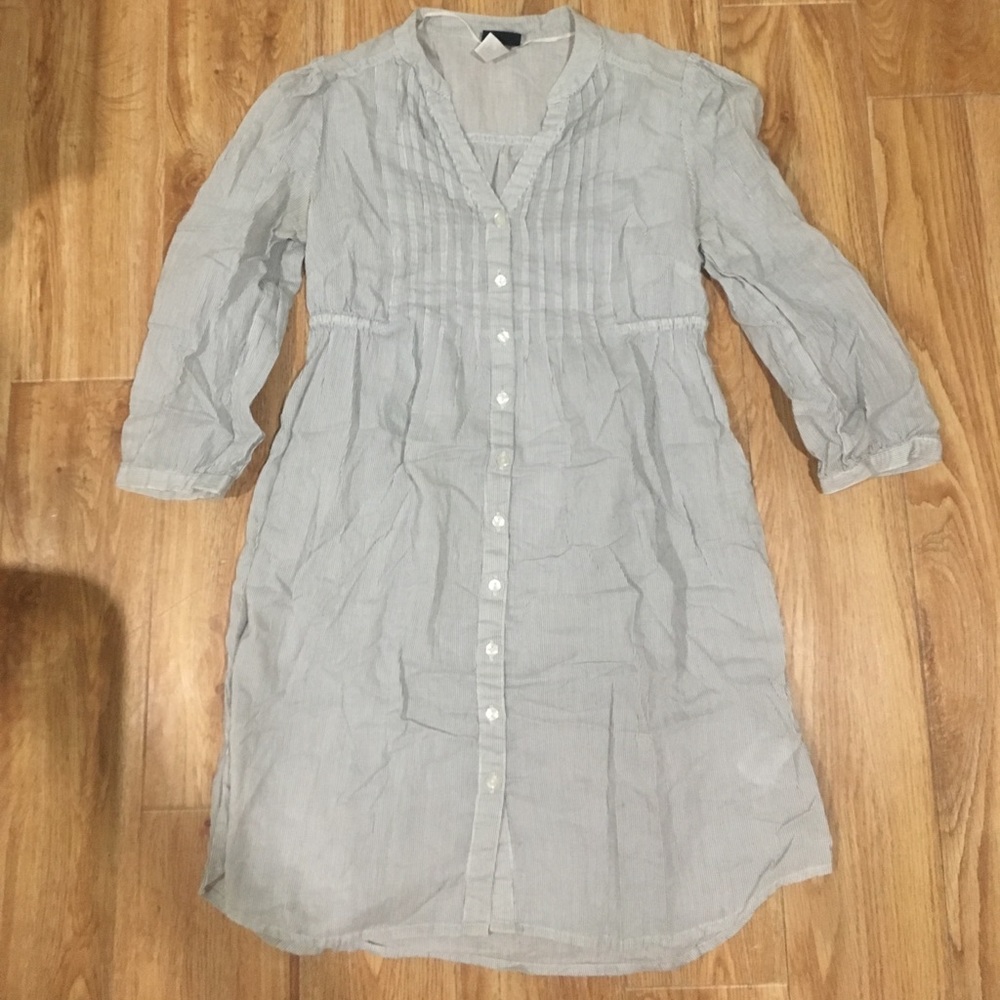 H&M Blue and White Striped Button Shirt Dress 6