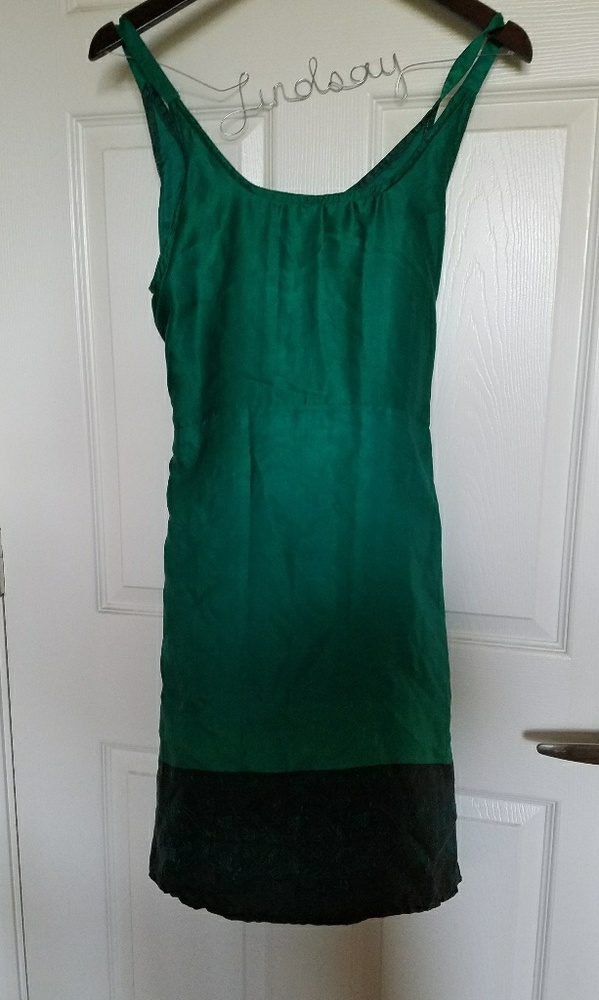 Green/black slip dress