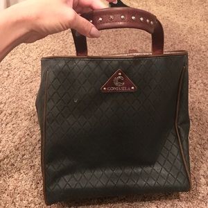 Consuela tote in matte black and glitter inside