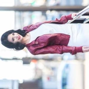 RED Fall Faux Leather Jacket