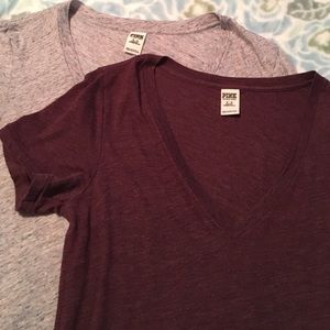 2 - PINK V-Neck T-shirts