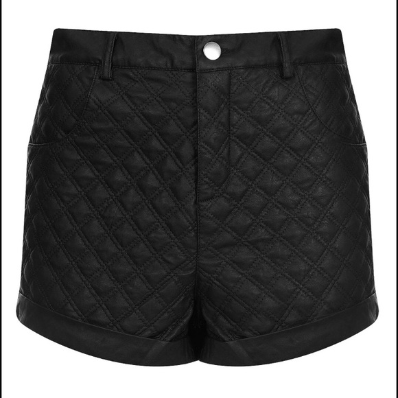 Topshop Pants - TopShop Black Faux Pebbled Leather Shorts