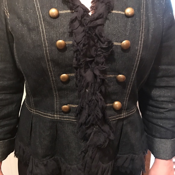 Ladies Ruffle Feature Denim Jacket - Picture 2 of 4