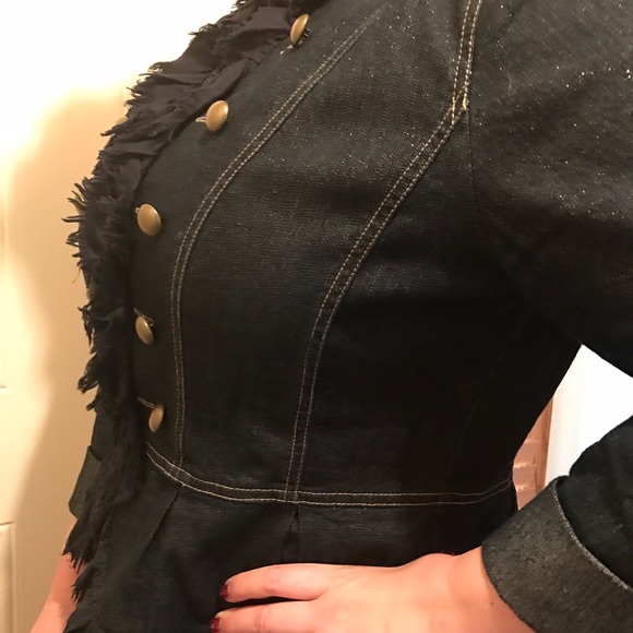 Ladies Ruffle Feature Denim Jacket - Picture 3 of 4