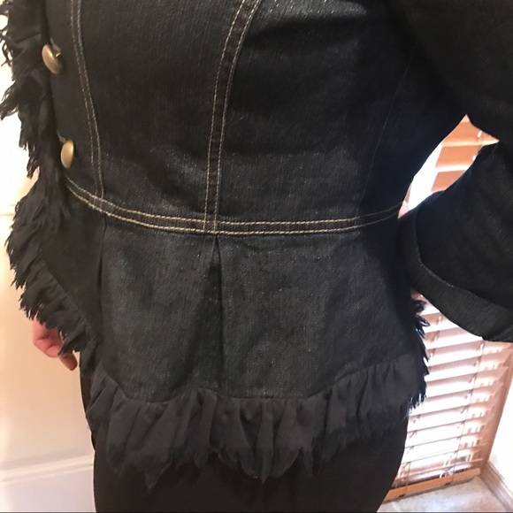 Ladies Ruffle Feature Denim Jacket - Picture 4 of 4