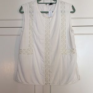 NWT Ann Taylor Ivory shell lace size L