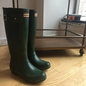 Hunter Shoes - Hunter Boots Original Tall Rain Boots, Green, 7 Hunter Shoes - Hunter Boots Original Tall Rain Boots, Green, 7