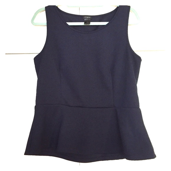 Navy blue L Ann Taylor Peplum Shell textured