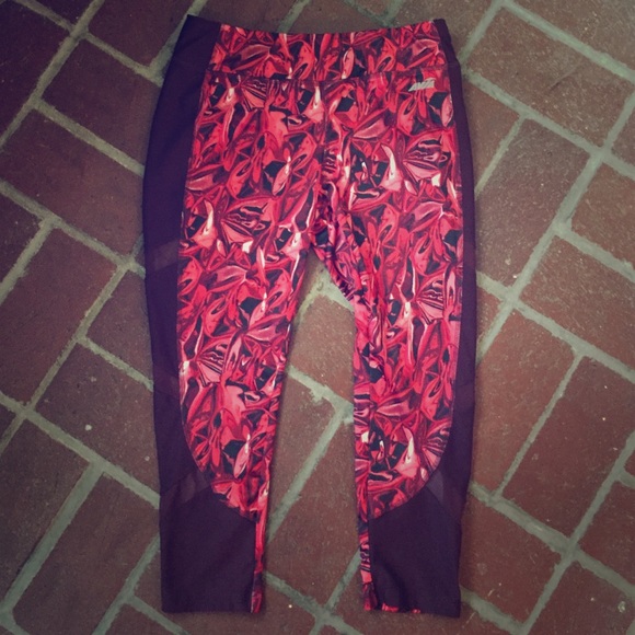 Like New Avia Printed Yoga Pants w/ Peekaboo Sheer