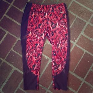 Like New Avia Printed Yoga Pants w/ Peekaboo Sheer