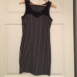 Medium Bodycon striped and mesh dress