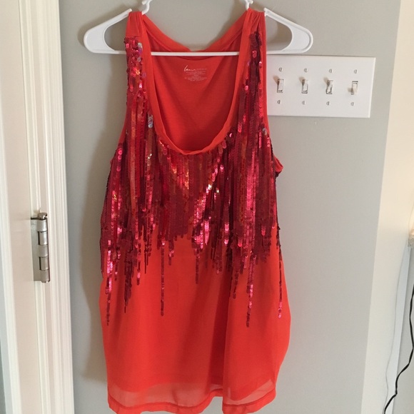 Lane Bryant Orange Sequin Top