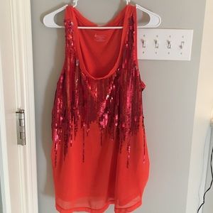 Lane Bryant Orange Sequin Top