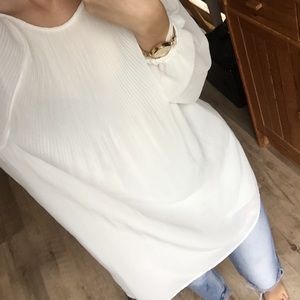 Oversized White Flowy Blouse